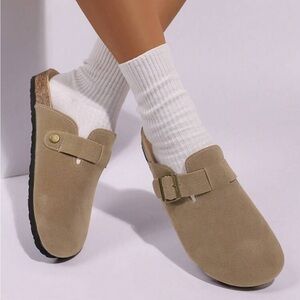 Women's Tan Suede Slip-On Shoes